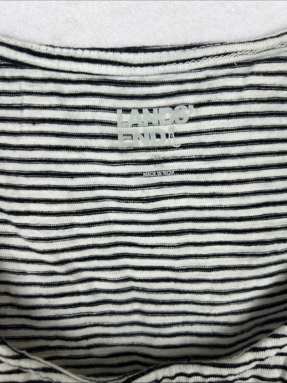Lands End Womens Striped Sleeveless Tank Top Casual Cotton Split Hem XL - Picture 2 of 7